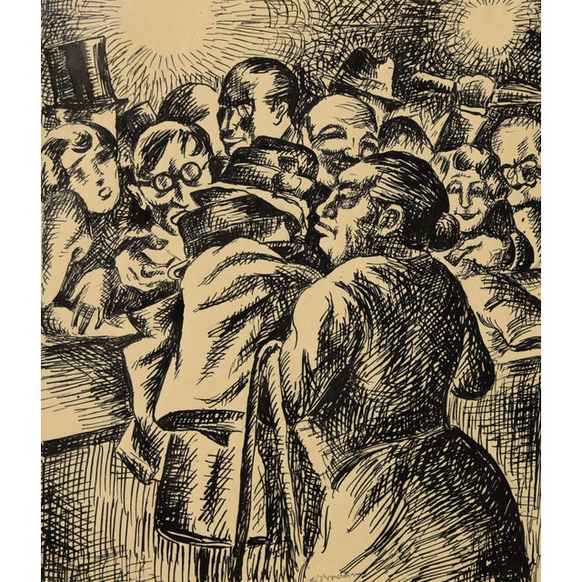 Eduard Braun, Theatre Dressing Room, 1930s, Ink and Paper, Framed For Sale - Image 9 of 9