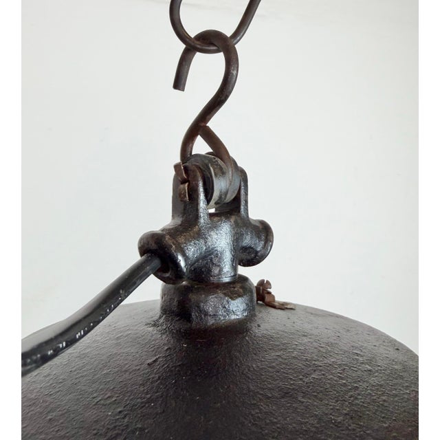Black Large Industrial Black Factory Pendant Lamp with Cast Iron Top from Elektrosvit, 1950s For Sale - Image 8 of 18