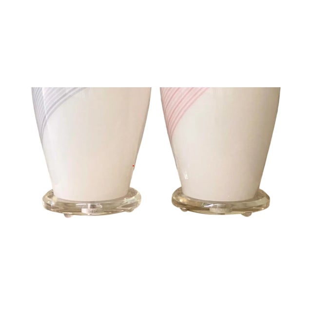 Glass Vintage Regency Swirl Murano Glass Lamps For Sale - Image 7 of 12