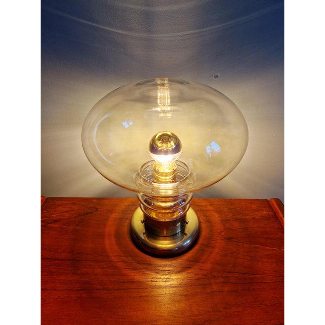 Gold Space Age Table Lamp in Brass and Clear Glass, 1960s-1970s For Sale - Image 8 of 13
