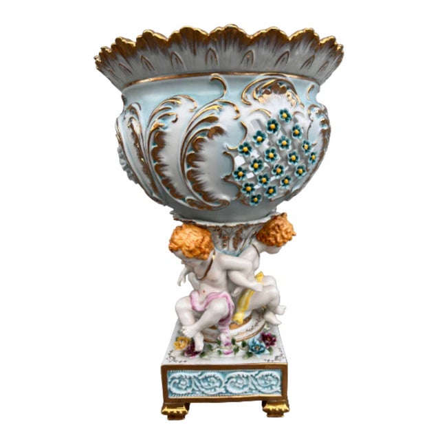 Antique Karl Richard Klemm Style Porcelain Centerpiece Vase For Sale - Image 4 of 9