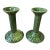 Vintage Bordallo Pinheiro Green Ceramic Candlestick a Pair For Sale