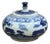 Tiny Small Blue White Oriental Graphic Porcelain Jar For Sale