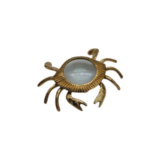Brass Crab Magnifying Glass Paperweight For Sale