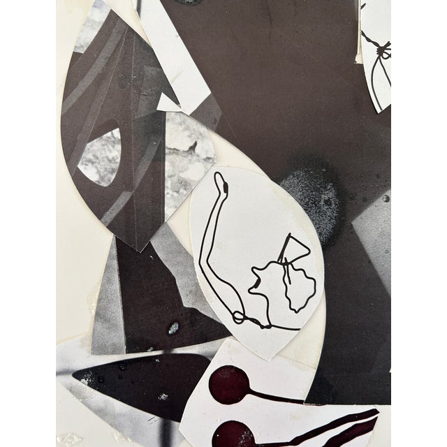 Abstract Collage composition as tribute to Alexander Calder. Collage on paper in monochrome tones, by Erik Sulander