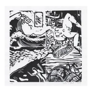 1993 Monica Broere Modern Black and White Linocut