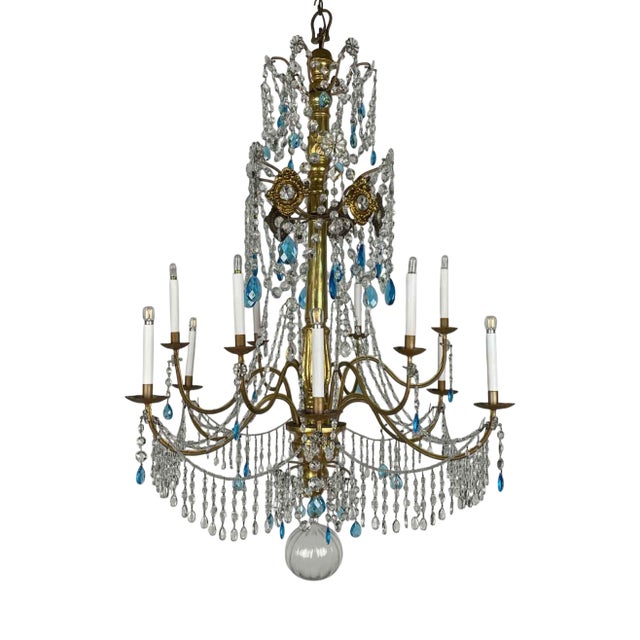 Genoese Empire Gilt 12-Light Chandelier For Sale