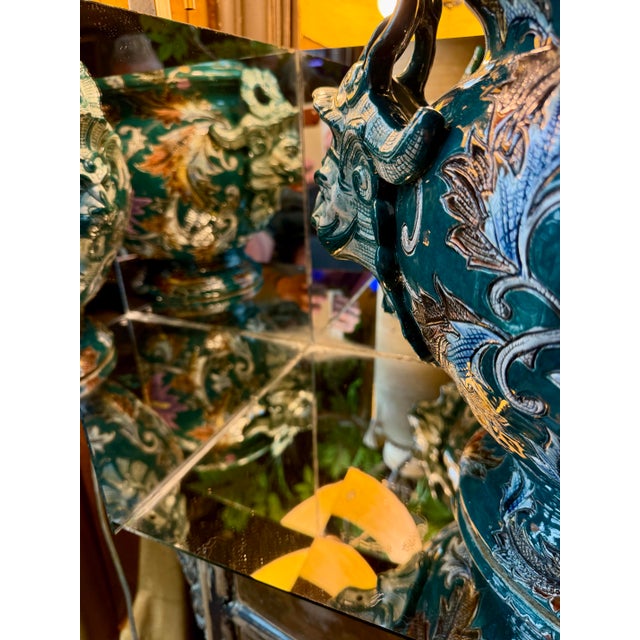 1910s Antique French Majolica Gargoyle-Handle Barbotine Jardinière by Frie Onnaing For Sale - Image 9 of 12