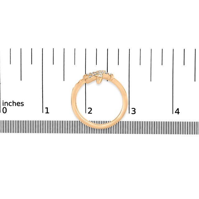 Metal 10K Yellow Gold 1/10 Cttw Diamond Palm Tree Statement Ring (H-I Color, I1-I2 Clarity) - Ring Size 6 For Sale - Image 7 of 7