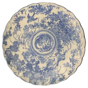 Mid 19th Century Chinese Plate Inspired by the Blue Family, 1850s