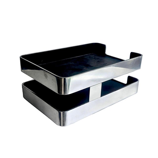 Mid-Century Modern 1960's Radius One Aluminum Double Letter Desk Tray Designed by William Sklaroff For Sale - Image 3 of 15
