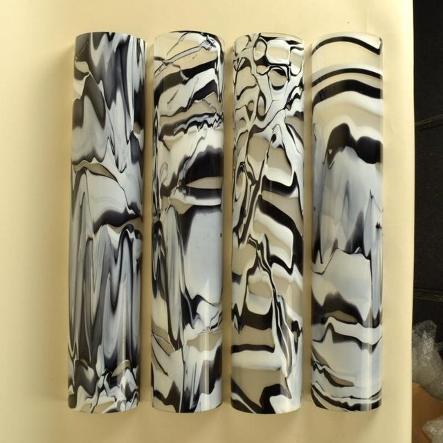 Murano Black and White Glass Wall Lights, Italy, 1970s, Set of 2 For Sale - Image 12 of 13