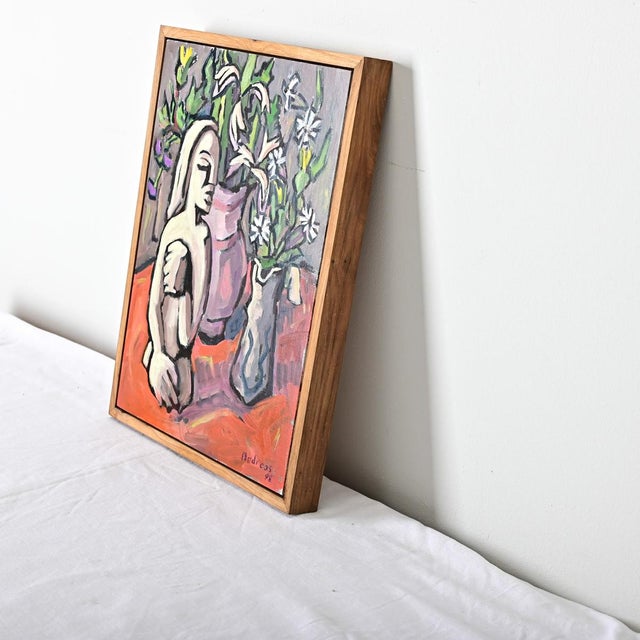 Wood French Vintage Framed Modern Still Life For Sale - Image 7 of 8