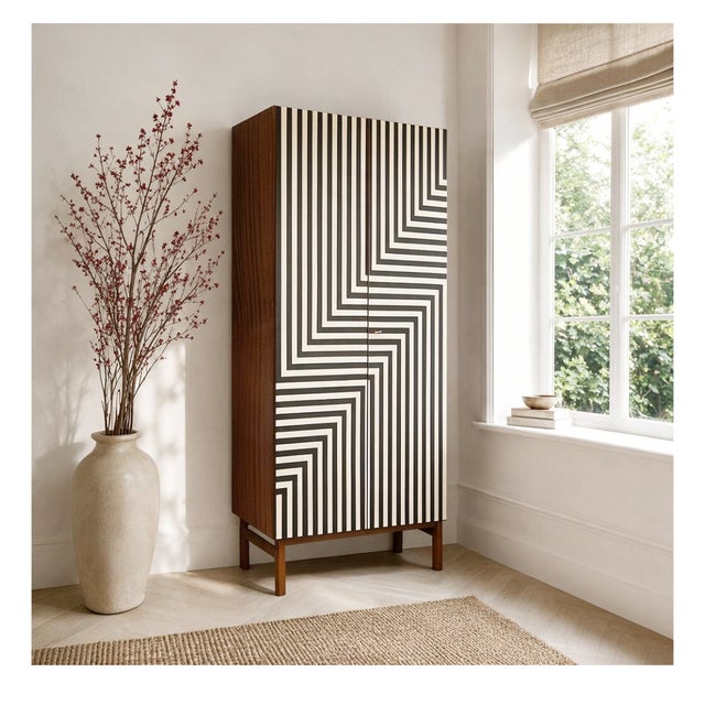 Vintage Polish Wardrobe with Op Art Motif, 1970s For Sale - Image 4 of 7