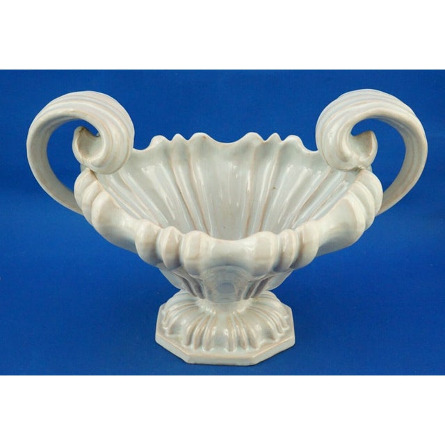 Antique Cerulean Ceramic Centerpiece Vase, 1890s For Sale - Image 12 of 18