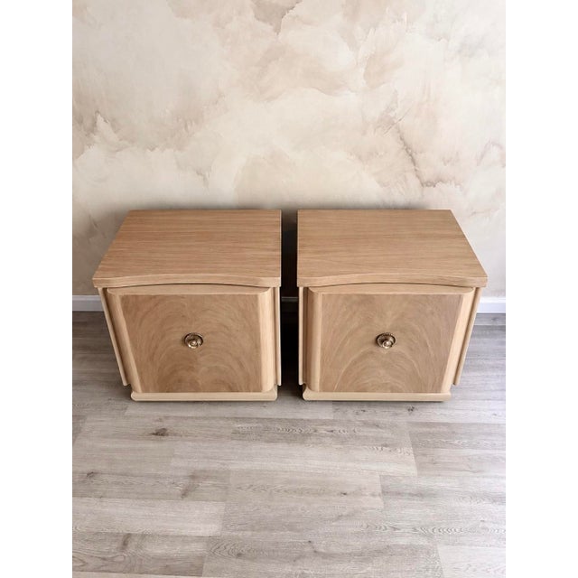 Wood 1950s Organic Modern Art Deco/Mid Century Pair of Nightstands For Sale - Image 7 of 10