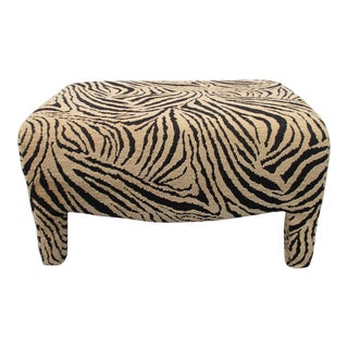 Tiger or Zebra Striped Bench Stool -Fully Upholstered For Sale