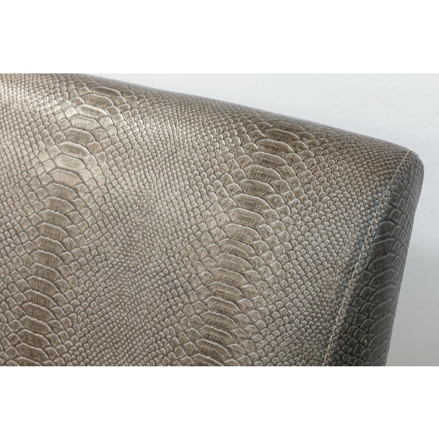 Custom Made Schnadig Furniture Faux Snake Skin and Pink Velvet Upholstered Sofa For Sale - Image 4 of 8