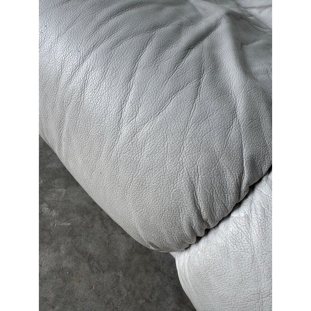 Natuzzi Italian Postmodern White Leather Sofa For Sale - Image 12 of 12