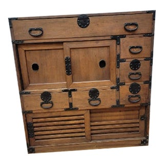 Late 19th Century Antique Japanese Kansai Choba Tansu Merchant Chest For Sale