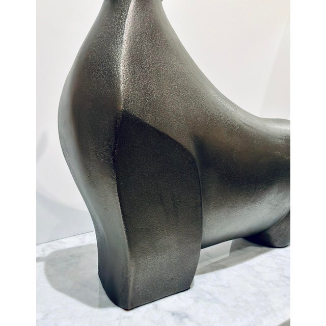 Currey & Company Mid-Century Modern Style Bronze Ferdinand Bull Sculpture For Sale In Atlanta - Image 6 of 6