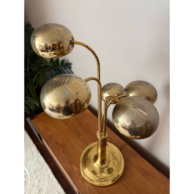 Metal Vintage Brass Waterfall/Tiered Eyeball Lamp After Sonneman For Sale - Image 7 of 12