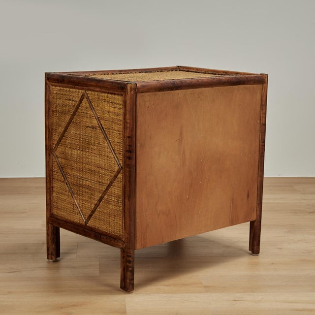 Pair of British Colonial Style Faux Bamboo Nightstands For Sale - Image 11 of 15
