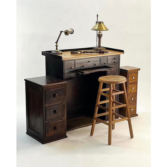 Antique Multi-Drawer Jewelers Desk/Watchmakers Work Bench by j.h. Rosberg Manufacturing Co, Chicago c.1920 For Sale - Image 10 of 12