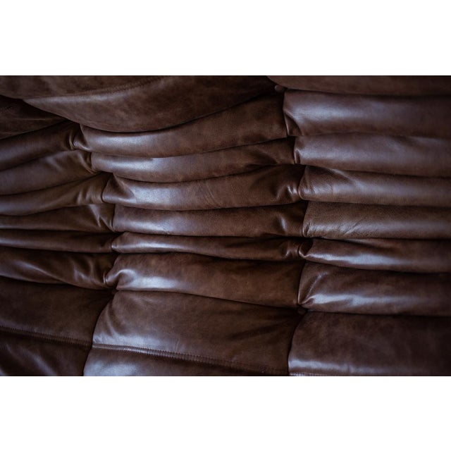 Brown Dubai Leather Togo Sofa, 1970s, Set of 5 For Sale - Image 4 of 9