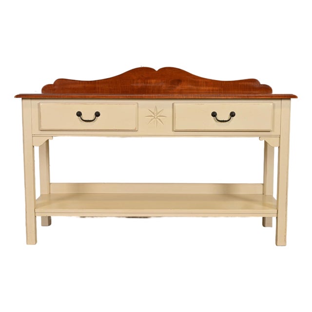 Ethan Allen American Colonial Cream Lacquered Maple Sideboard Buffet Server or Console Table For Sale