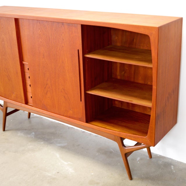 Randers Møbelfabrik Danish Teak Highboard With Bar Designed by Harry Østergaard For Sale - Image 17 of 17