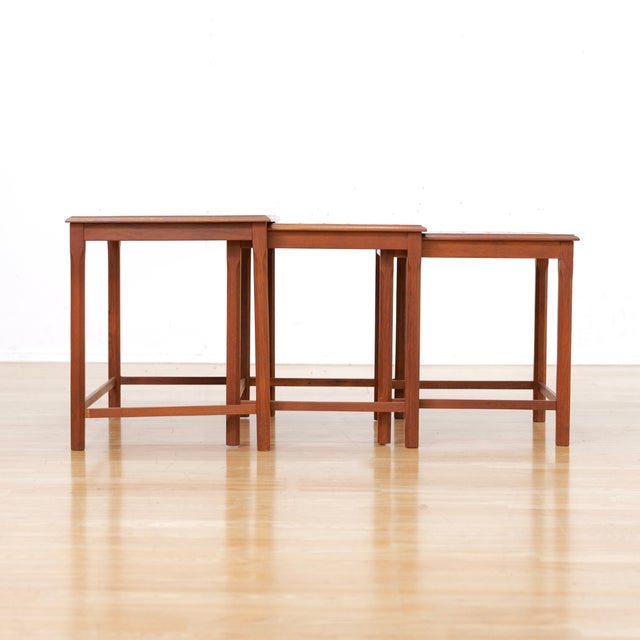 1960s Danish Modern Teak & Tile Top Nesting Tables For Sale - Image 4 of 9