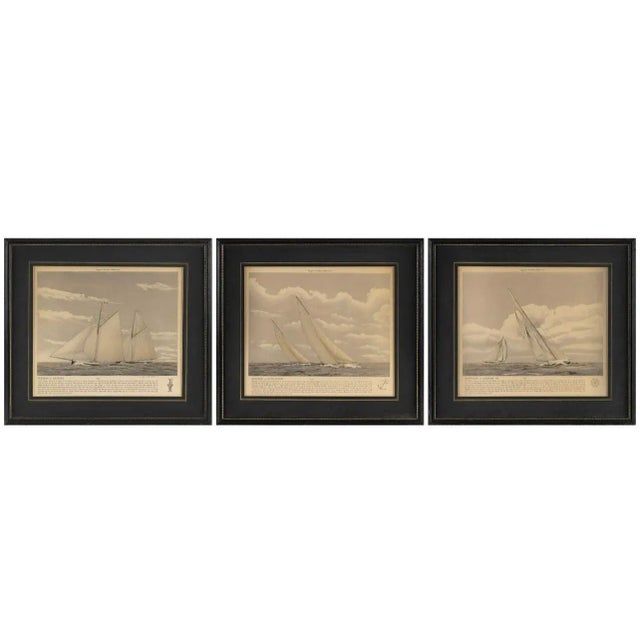 1940s Set of 3, 1940s Framed America's Cup Race Prints For Sale - Image 5 of 5