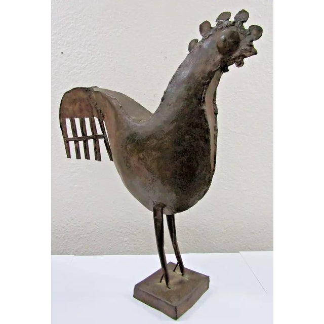 1940s 1940's French Folk Art Welded Sheet Iron 21" Tall Chicken Sculpture For Sale - Image 5 of 12