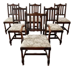 Early 20th Century Set of Six Jacobean Revival Dining Chairs