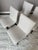 Linen Set of Four Vintage 1950s Walnut and Linen Dining Chairs After Conant Ball For Sale - Image 8 of 13