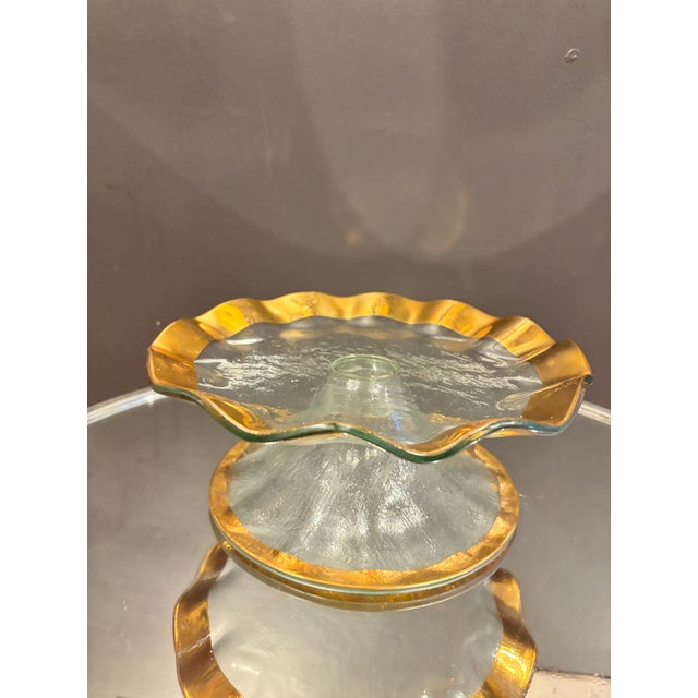 Annie Glass Ruffle Pedestal Cake Stand For Sale - Image 4 of 4