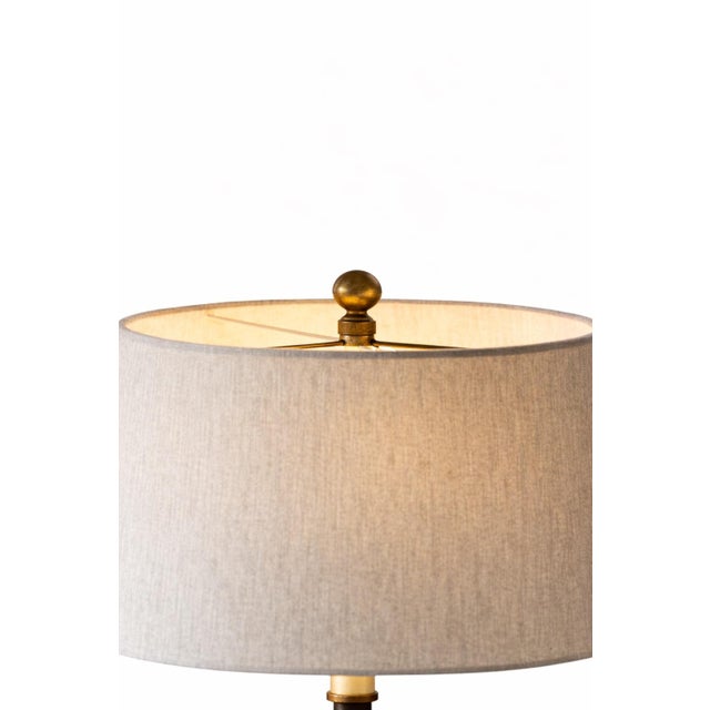 Late 20th Century Solid Metal Pineapple Table Lamp With Scroll Base and Original Gray Shade For Sale - Image 10 of 12