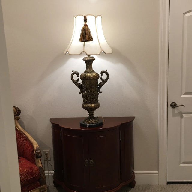 Metal 1990s Bronze Table Lamp on Marble Base For Sale - Image 7 of 10