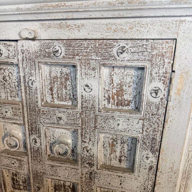Gray 1980s Farmhouse Style Antique Door Repurposed 83" Long Distressed Gray Sideboard | Rustic Large Buffet Dining Room For Sale - Image 8 of 8