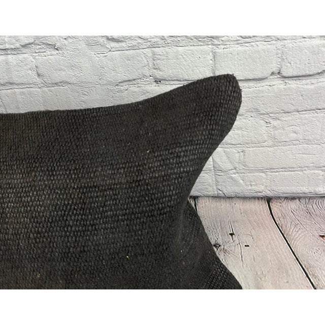 Turkish 16 x 24 Hemp Pillow Turkish Cushion Natural Black Pillow Cushion Cover For Sale - Image 3 of 4