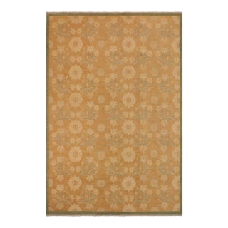 1990s Contemporary Sun Faded Brown/Green Hand Knotted Wool Rug - 10'4" X 13'9" For Sale