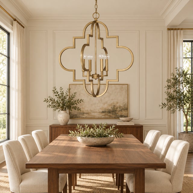 An airy, sculptural chandelier from Capital Lighting’s Ellis collection, featuring an open metal frame with interlocking...
