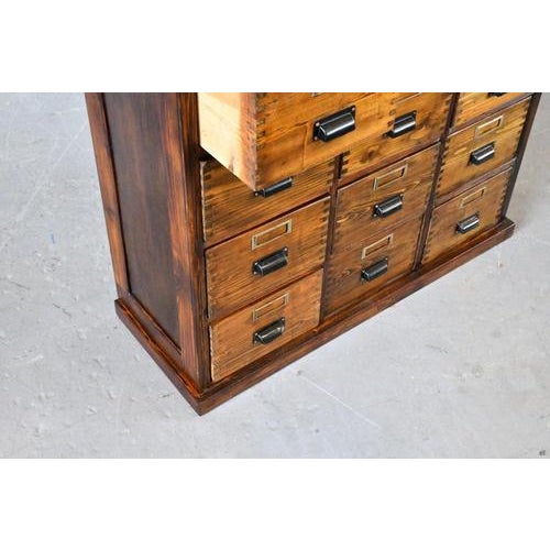 Black Bank of Pine Workshop Drawers, 1940s For Sale - Image 8 of 10