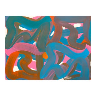 Contemporary Abstract Oil on Paper (Arches Oil Paper, 140 Lb Cold Press) "Wiggle 24" by Leon Phillips For Sale