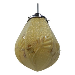 Art Deco Hanging Lamp with Marbled Hexagonal Shade, 1930s For Sale