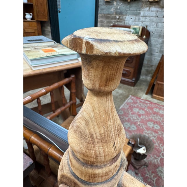 Brown Early 20th Century Antique Pine Bench With Pillow For Sale - Image 8 of 11