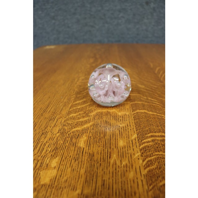 Traditional Art Glass Pink Floral Bouquet Paperweight For Sale - Image 3 of 6