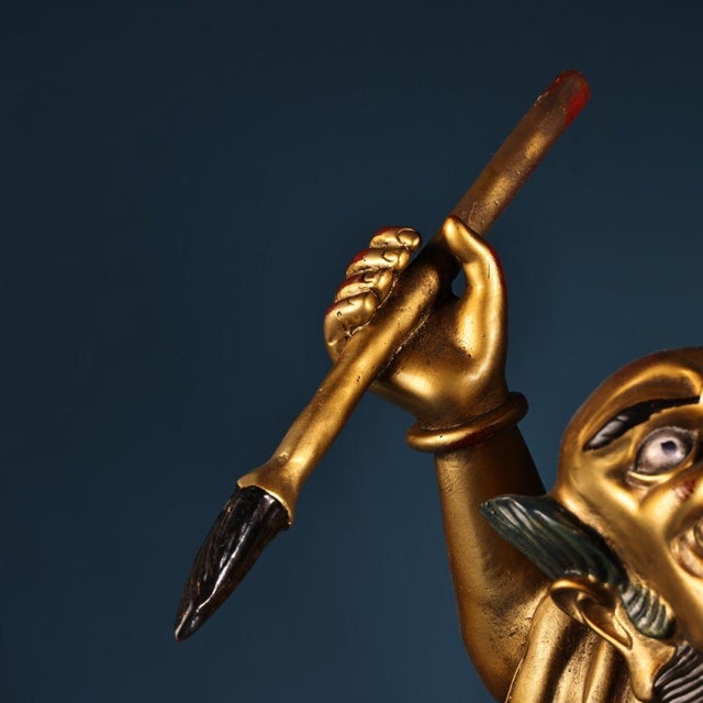 Late 20th Century Gilt Bronze Figure of Kui Xing Standing on a Dragon-Turtle For Sale In Los Angeles - Image 6 of 10