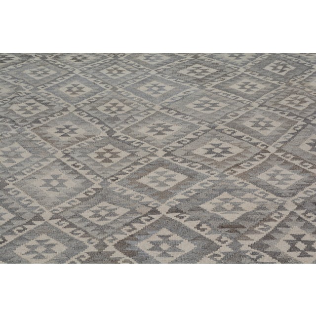 Native American Contemporary Afghan Navajo Style Flatweave Wool Rug, 10'5x16'3 For Sale - Image 3 of 6